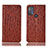 Leather Case Stands Flip Cover Holder H15P for Motorola Moto G50 Brown