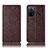 Leather Case Stands Flip Cover Holder H15P for Oppo A55S 5G Brown