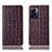 Leather Case Stands Flip Cover Holder H16P for Oppo A56S 5G Brown