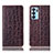 Leather Case Stands Flip Cover Holder H16P for Oppo Reno6 5G Brown