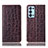 Leather Case Stands Flip Cover Holder H16P for Oppo Reno6 Pro 5G Brown