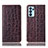 Leather Case Stands Flip Cover Holder H16P for Oppo Reno6 Pro 5G India Brown