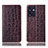Leather Case Stands Flip Cover Holder H16P for Oppo Reno7 SE 5G Brown