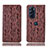 Leather Case Stands Flip Cover Holder H17P for Motorola Moto Edge 30 Pro 5G Brown