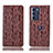 Leather Case Stands Flip Cover Holder H17P for Motorola Moto Edge S30 5G Brown