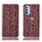 Leather Case Stands Flip Cover Holder H17P for Motorola Moto G31 Brown