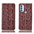 Leather Case Stands Flip Cover Holder H17P for Motorola Moto G71 5G Brown