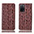 Leather Case Stands Flip Cover Holder H17P for Oppo A53s 5G Brown