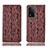 Leather Case Stands Flip Cover Holder H17P for Oppo A93s 5G Brown