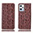 Leather Case Stands Flip Cover Holder H17P for Oppo K10X 5G Brown