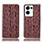 Leather Case Stands Flip Cover Holder H17P for Oppo Reno8 Pro 5G Brown