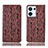 Leather Case Stands Flip Cover Holder H17P for Oppo Reno9 5G Brown