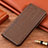 Leather Case Stands Flip Cover Holder H17P for Samsung Galaxy A03s Brown