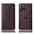 Leather Case Stands Flip Cover Holder H18P for Motorola Moto Edge 30 Fusion 5G Brown