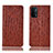 Leather Case Stands Flip Cover Holder H18P for OnePlus Nord N200 5G Brown