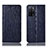 Leather Case Stands Flip Cover Holder H18P for Oppo A53s 5G Blue