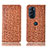 Leather Case Stands Flip Cover Holder H19P for Motorola Moto Edge 30 Pro 5G Light Brown