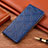 Leather Case Stands Flip Cover Holder H19P for Motorola Moto Edge S 5G Blue