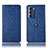 Leather Case Stands Flip Cover Holder H19P for Motorola Moto Edge S30 5G Blue