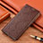 Leather Case Stands Flip Cover Holder H19P for Motorola Moto G20 Brown