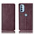 Leather Case Stands Flip Cover Holder H19P for Motorola Moto G31 Red Wine