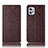 Leather Case Stands Flip Cover Holder H19P for Motorola Moto G32 Brown