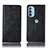 Leather Case Stands Flip Cover Holder H19P for Motorola Moto G41 Black