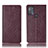 Leather Case Stands Flip Cover Holder H19P for Motorola Moto G50 Red Wine