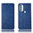 Leather Case Stands Flip Cover Holder H19P for Motorola Moto G71 5G Blue