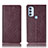 Leather Case Stands Flip Cover Holder H19P for Motorola Moto G71 5G Red Wine