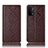 Leather Case Stands Flip Cover Holder H19P for OnePlus Nord N200 5G Brown
