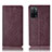 Leather Case Stands Flip Cover Holder H19P for Oppo A53s 5G Red Wine