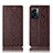 Leather Case Stands Flip Cover Holder H19P for Oppo A56S 5G Brown