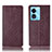 Leather Case Stands Flip Cover Holder H19P for Oppo A58x 5G Red Wine