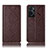 Leather Case Stands Flip Cover Holder H19P for Oppo A76 Brown