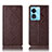 Leather Case Stands Flip Cover Holder H19P for Oppo A78 5G Brown