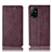 Leather Case Stands Flip Cover Holder H19P for Oppo A94 5G Red Wine