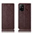 Leather Case Stands Flip Cover Holder H19P for Oppo F19 Pro+ Plus 5G Brown