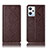 Leather Case Stands Flip Cover Holder H19P for Oppo K10X 5G Brown