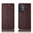 Leather Case Stands Flip Cover Holder H19P for Oppo K9S 5G Brown