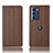 Leather Case Stands Flip Cover Holder H20P for Motorola Moto Edge S30 5G Brown