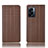 Leather Case Stands Flip Cover Holder H20P for OnePlus Nord N300 5G Brown