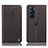 Leather Case Stands Flip Cover Holder H21P for Motorola Moto Edge 30 Pro 5G Brown