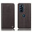 Leather Case Stands Flip Cover Holder H21P for Motorola Moto Edge X30 5G Brown