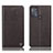 Leather Case Stands Flip Cover Holder H21P for Motorola Moto G50 5G Brown