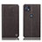 Leather Case Stands Flip Cover Holder H21P for Motorola Moto G50 Brown
