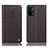Leather Case Stands Flip Cover Holder H21P for OnePlus Nord N200 5G Brown