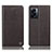Leather Case Stands Flip Cover Holder H21P for OnePlus Nord N300 5G Brown