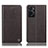 Leather Case Stands Flip Cover Holder H21P for Oppo A76 Brown