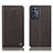 Leather Case Stands Flip Cover Holder H21P for Oppo K9S 5G Brown